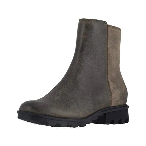 Sorel Phoenix Zip Ankle Booties Round Toe Heeled Suede Leather Burro Gray 7.5 - Picture 1 of 7